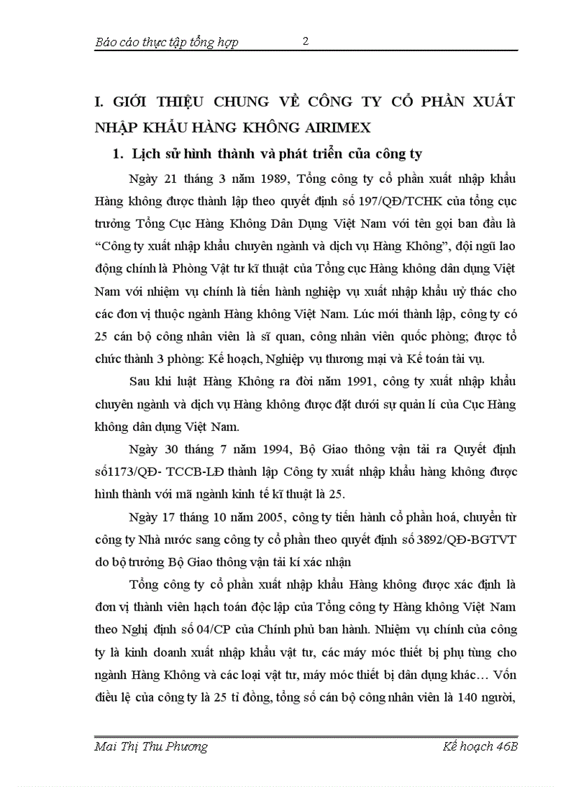 image for page Thực tập tại Công ty CP XNK Hàng không Airimex