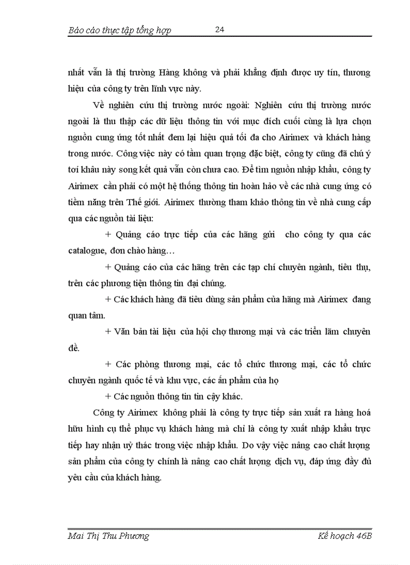 image for page Thực tập tại Công ty CP XNK Hàng không Airimex