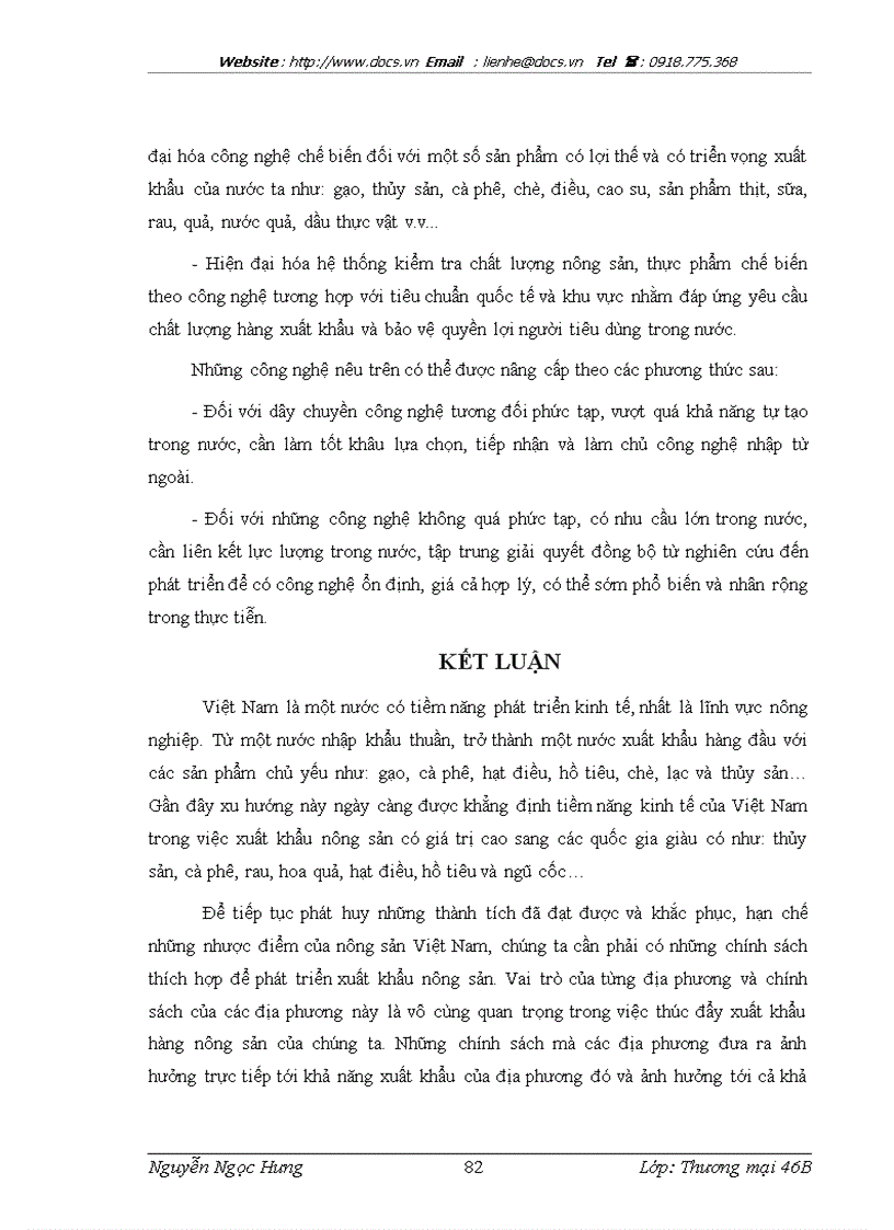 image for page Thúc đẩy xuất khẩu hàng nông sản của các địa phương và Thành phố thực trạng và giải pháp