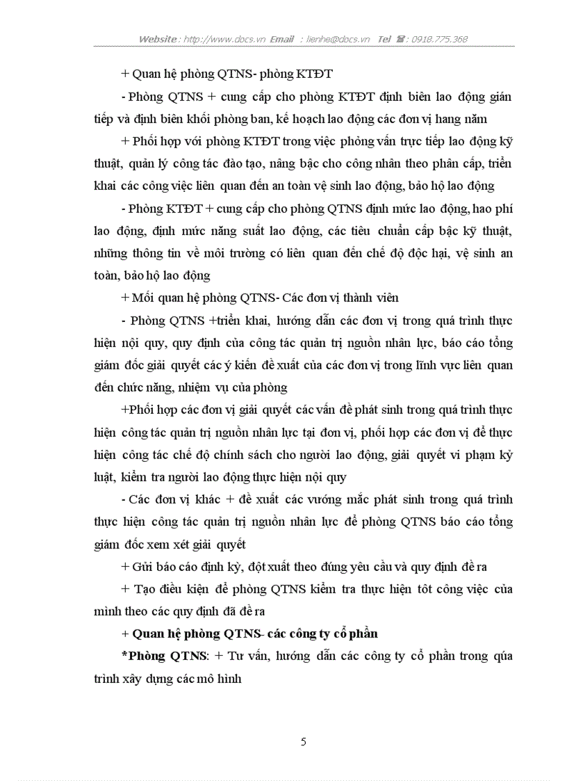 image for page Cơ cấu tổ chức và chức năng nhiệm vụ của các nhân viên trong phòng quản trị nhân sự Tổng Công ty CP dệt may Hà NộI