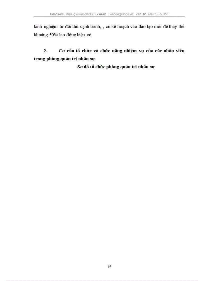 image for page Cơ cấu tổ chức và chức năng nhiệm vụ của các nhân viên trong phòng quản trị nhân sự Tổng Công ty CP dệt may Hà NộI