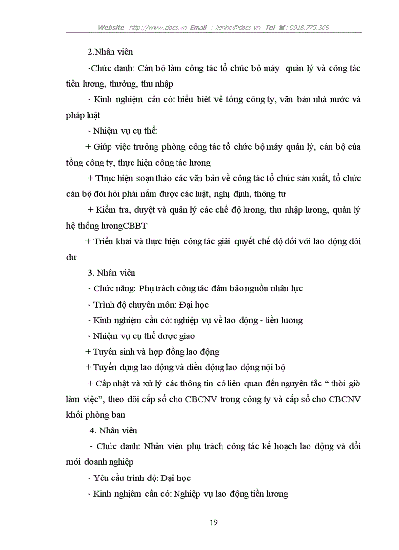 image for page Cơ cấu tổ chức và chức năng nhiệm vụ của các nhân viên trong phòng quản trị nhân sự Tổng Công ty CP dệt may Hà NộI