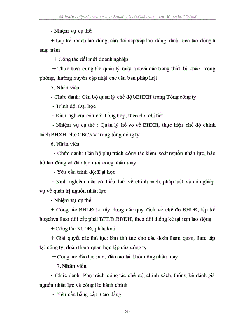 image for page Cơ cấu tổ chức và chức năng nhiệm vụ của các nhân viên trong phòng quản trị nhân sự Tổng Công ty CP dệt may Hà NộI