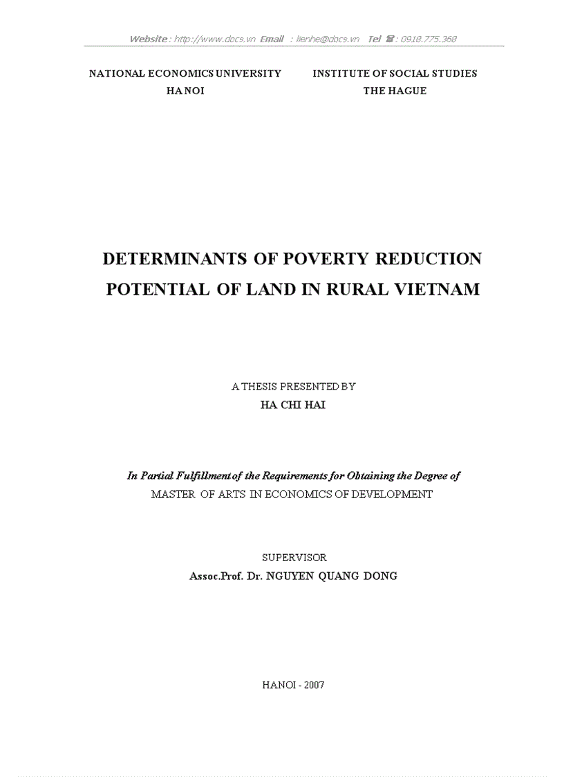 image for page Determinants of poverty reduction potential of land in rural vietnam