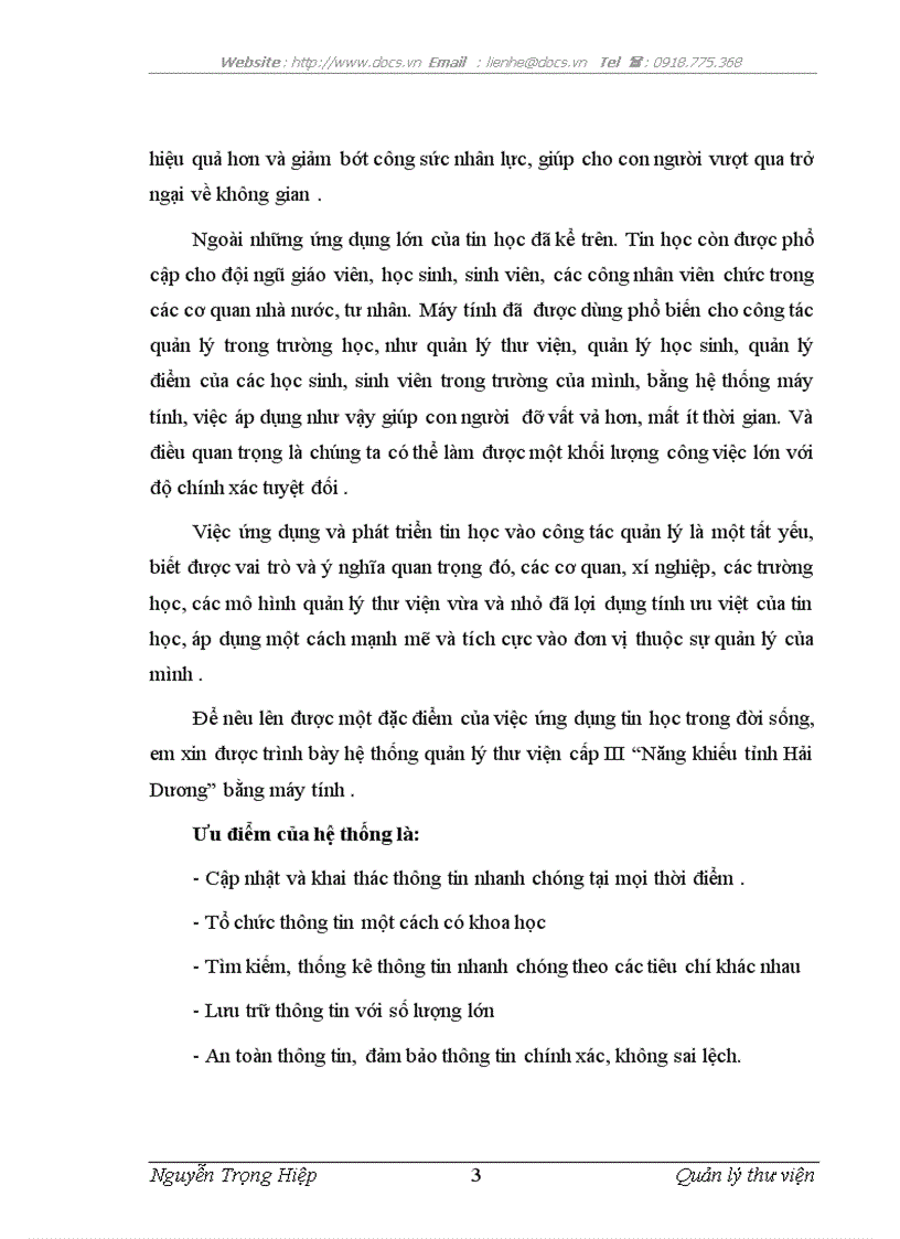 image for page Quản lý thư viện tại trường cấp III Hồng Quang