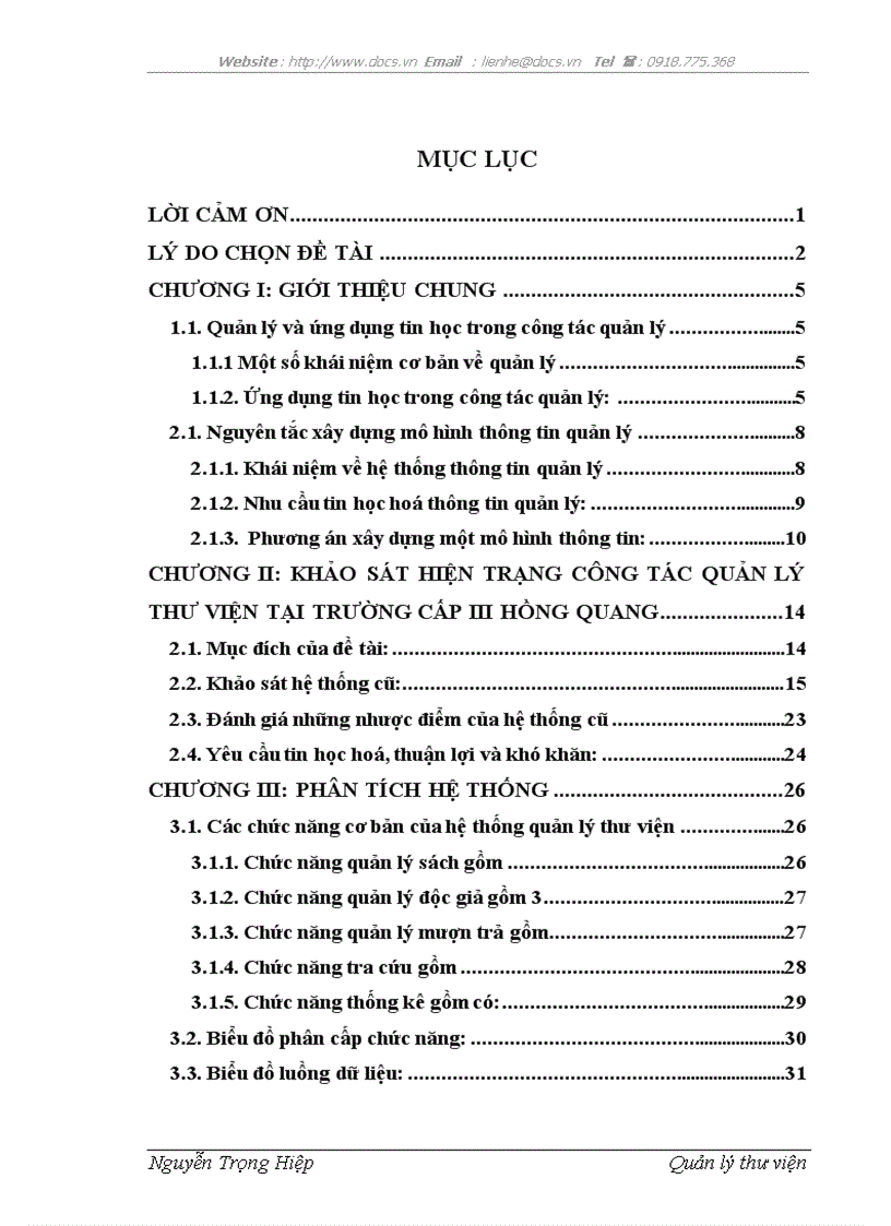 image for page Quản lý thư viện tại trường cấp III Hồng Quang