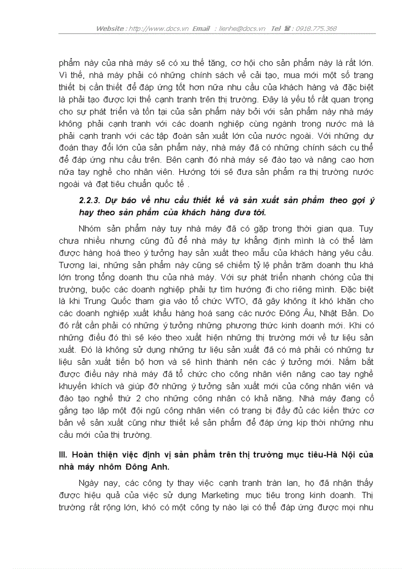 image for page Xây dựng chiến lược định vị thị trường cho các sản phẩm của nhà máy Nhôm Đông Anh trên thị trường Hà Nội