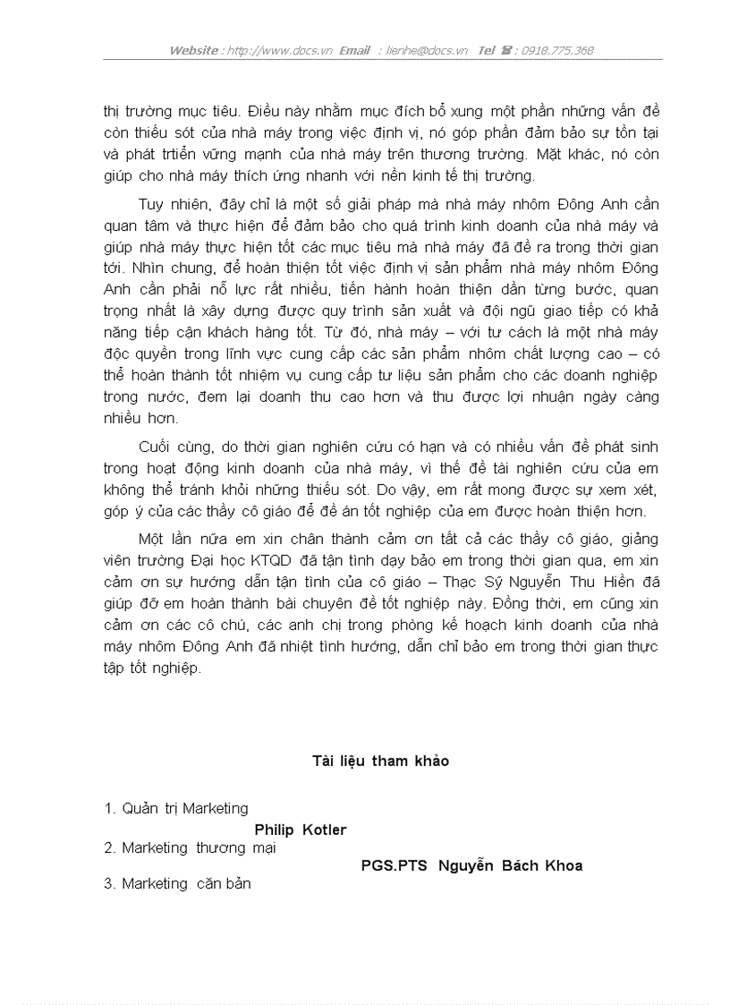 image for page Xây dựng chiến lược định vị thị trường cho các sản phẩm của nhà máy Nhôm Đông Anh trên thị trường Hà Nội