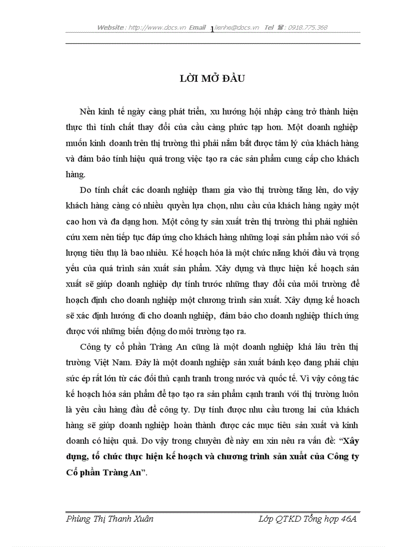 image for page Xây dựng tổ chức thực hiện kế hoạch và chương trình sản xuất của Công ty Cổ phần Tràng An