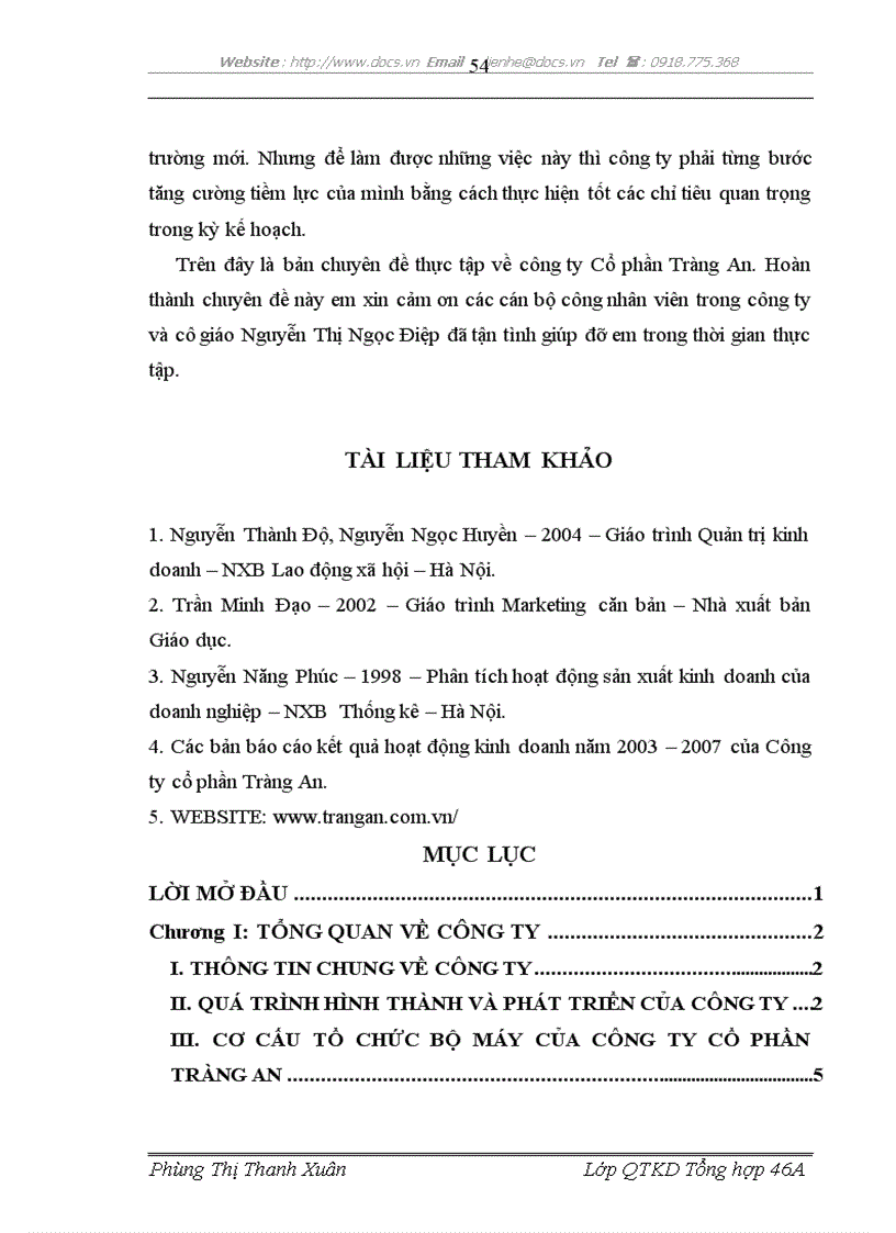 image for page Xây dựng tổ chức thực hiện kế hoạch và chương trình sản xuất của Công ty Cổ phần Tràng An