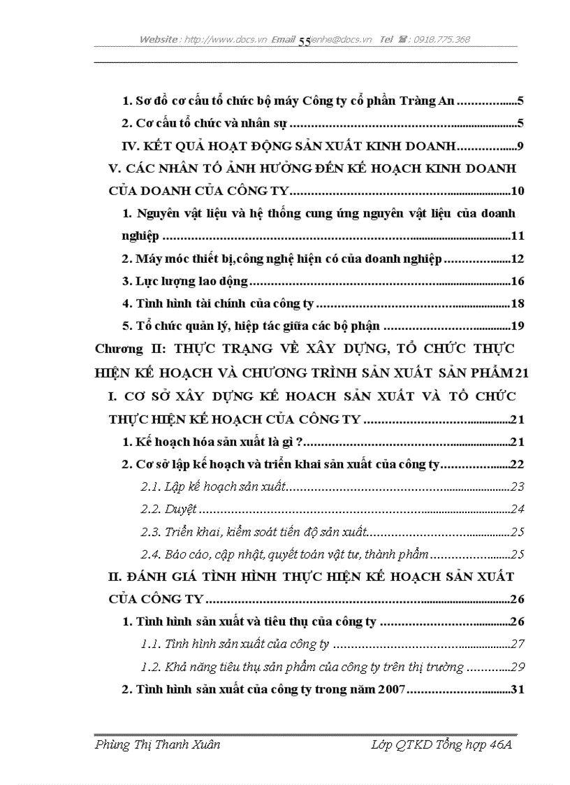 image for page Xây dựng tổ chức thực hiện kế hoạch và chương trình sản xuất của Công ty Cổ phần Tràng An