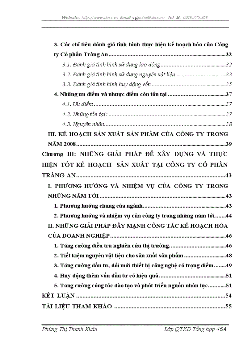 image for page Xây dựng tổ chức thực hiện kế hoạch và chương trình sản xuất của Công ty Cổ phần Tràng An