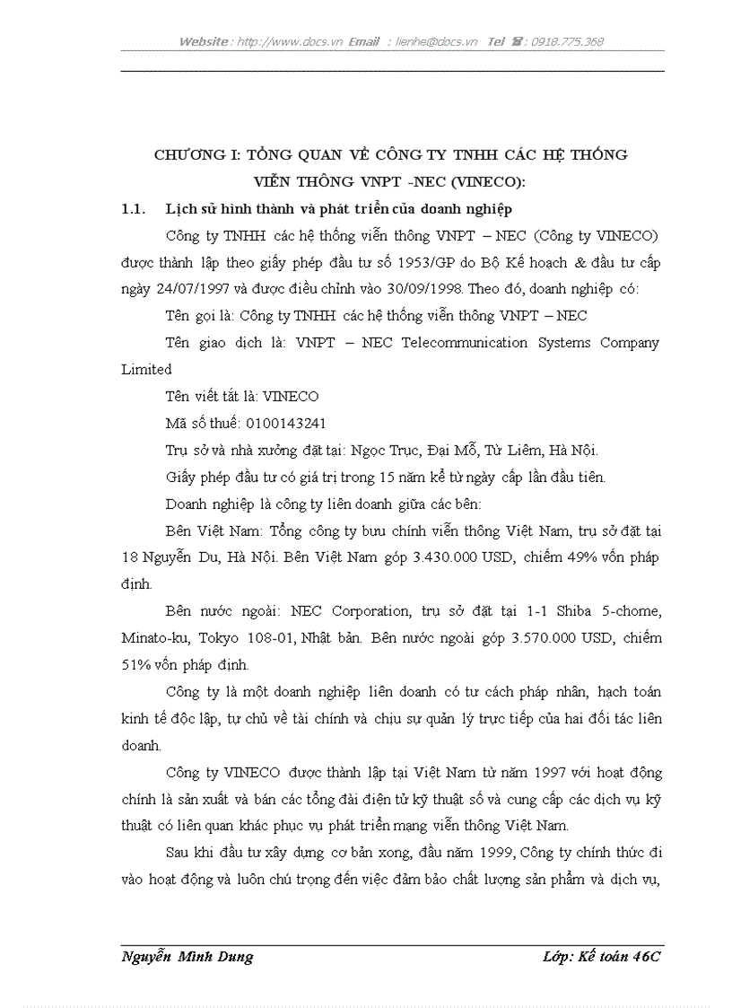 image for page Hạch toán nguyên vật liệu với việc nâng cao hiệu quả sử dụng vốn lưu động tại Công ty TNHH các hệ thống viễn thông VNPT NEC Công ty VINECO