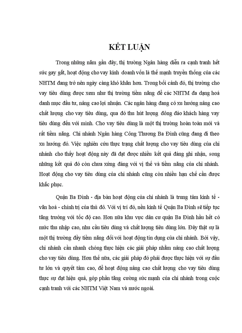 image for page Nâng cao chất lượng cho vay tiêu dùng tại Chi Nhánh Ngân Hàng Công Thương Ba Đình