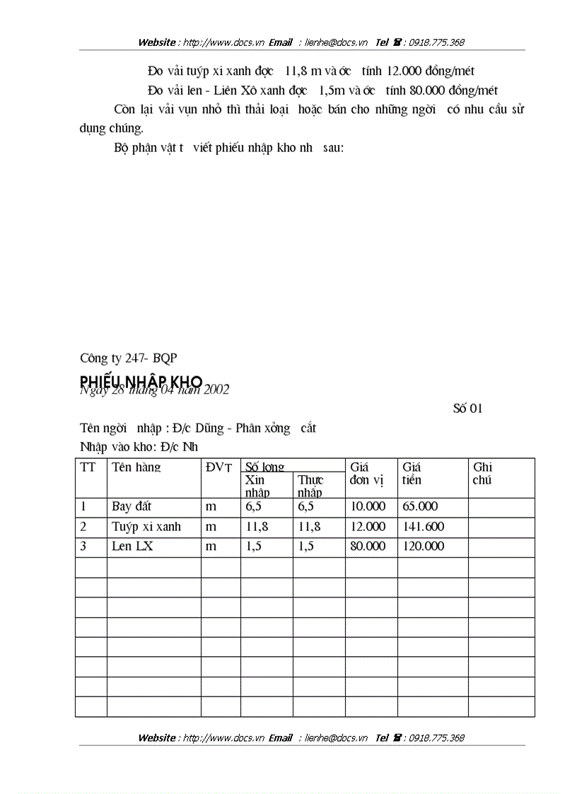image for page Hoàn thiện công tác kế toán nguyên vật liệu và công cụ dụng cụ tại Công ty 247 Bộ Quốc Phòng