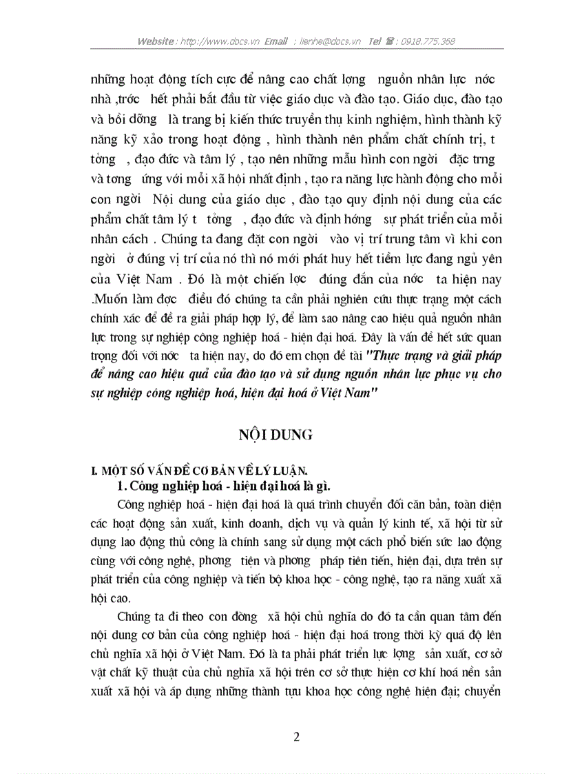 image for page Thực trạng và giải pháp để nâng cao hiệu quả của đào tạo và sử dụng nguồn nhân lực phục vụ cho sự nghiệp công nghiệp hoá hiện đại hoá ở Việt Nam