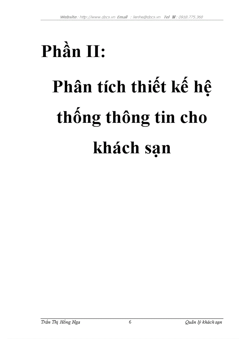 Phân tích thiết kế hệ thống thông tin cho khách sạn