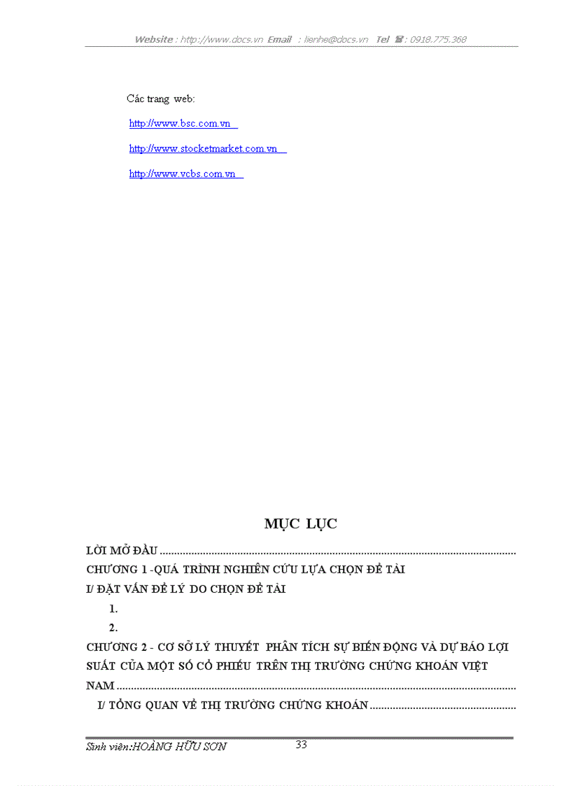 image for page Sử dụng mô hình kinh tế lượng trong phân tích sự biến động và dự báo lợi suất của 1 số cổ phiếu trên thị trường chứng khoán Việt Nam