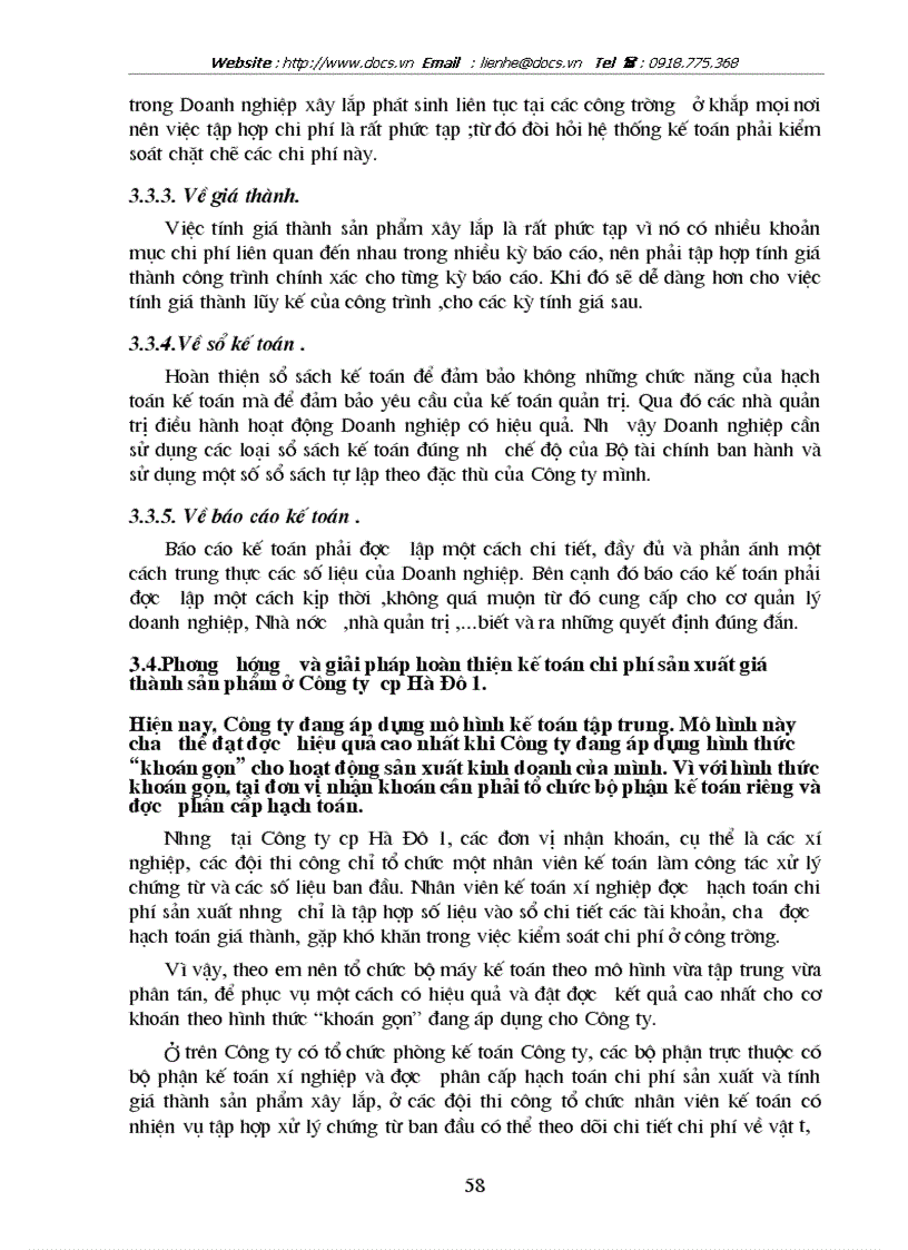 image for page Hoàn thiện hạch toán chi phí sản xuất và tính giá thành sản phẩm xây lắp với việc tăng cường quản trị tại Công ty cp Hà Đô