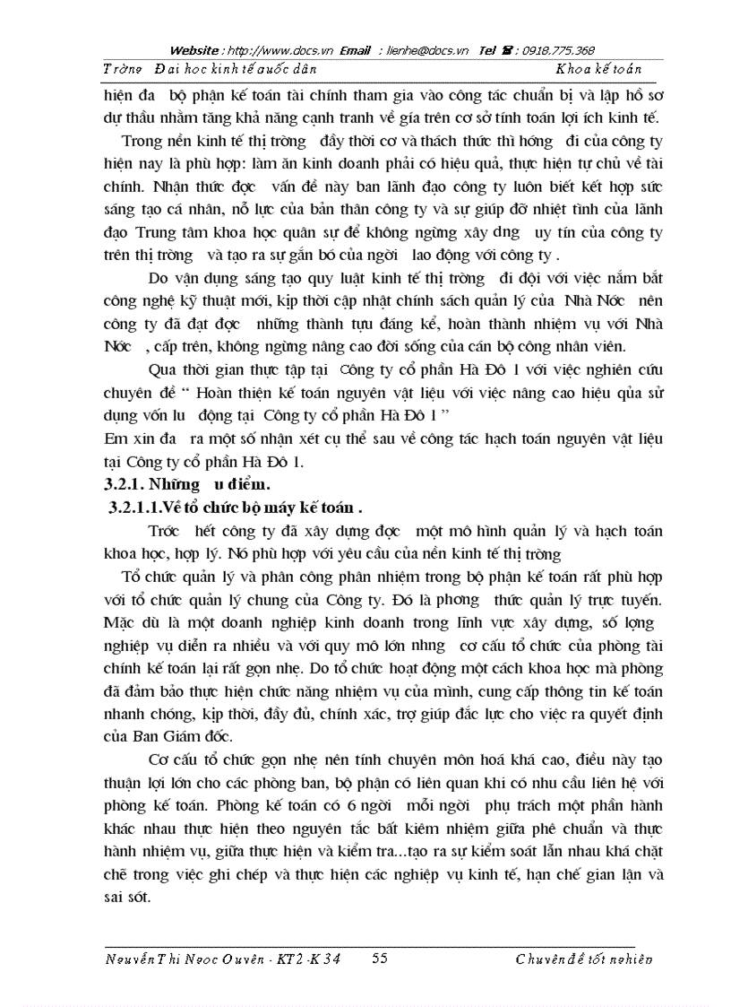image for page Hoàn thiện kế toán vật liệu với việc nâng cao hiệu quả sử dụng vốn lưu động tại Công ty cổ phần Hà Đô