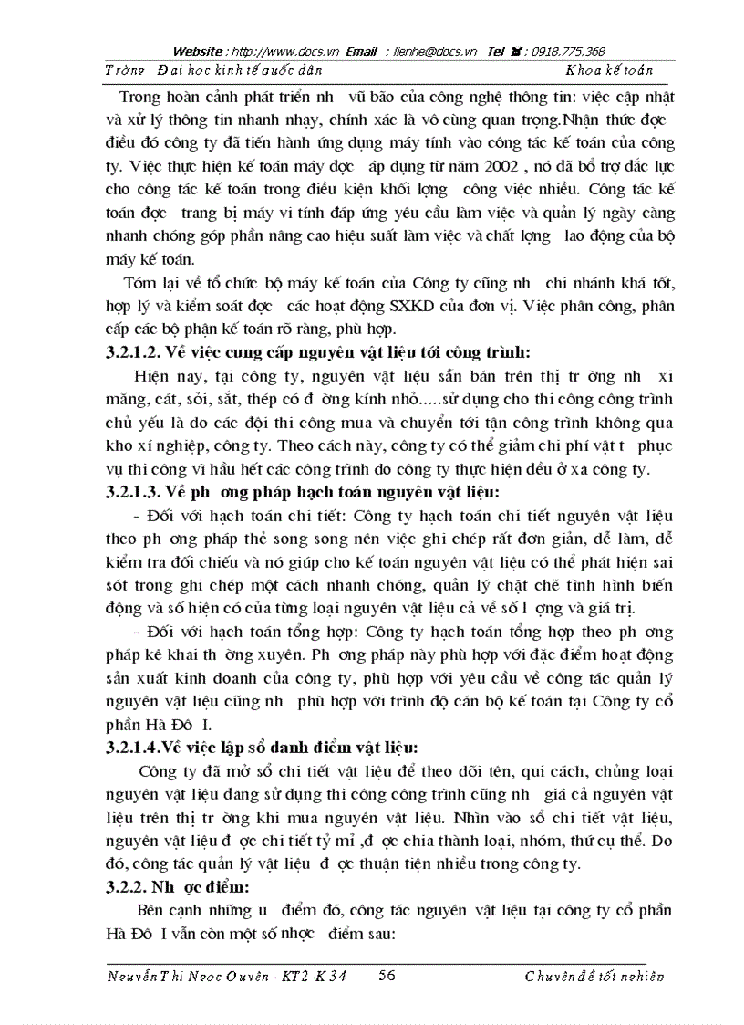image for page Hoàn thiện kế toán vật liệu với việc nâng cao hiệu quả sử dụng vốn lưu động tại Công ty cổ phần Hà Đô