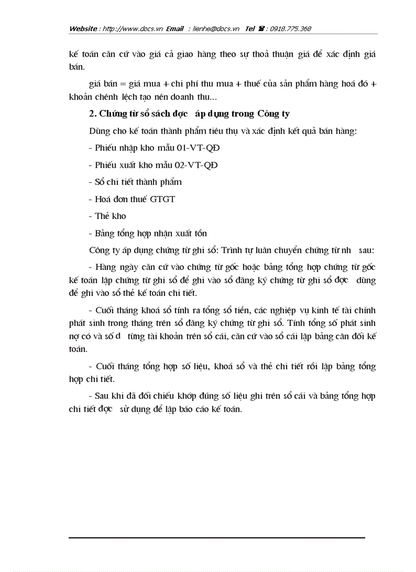 image for page Thực trạng giải pháp nhằm hoàn thiện công tác kế toán thành phẩm TTTP xác định kết quả bán hàng tại C ty Lê Bảo Minh