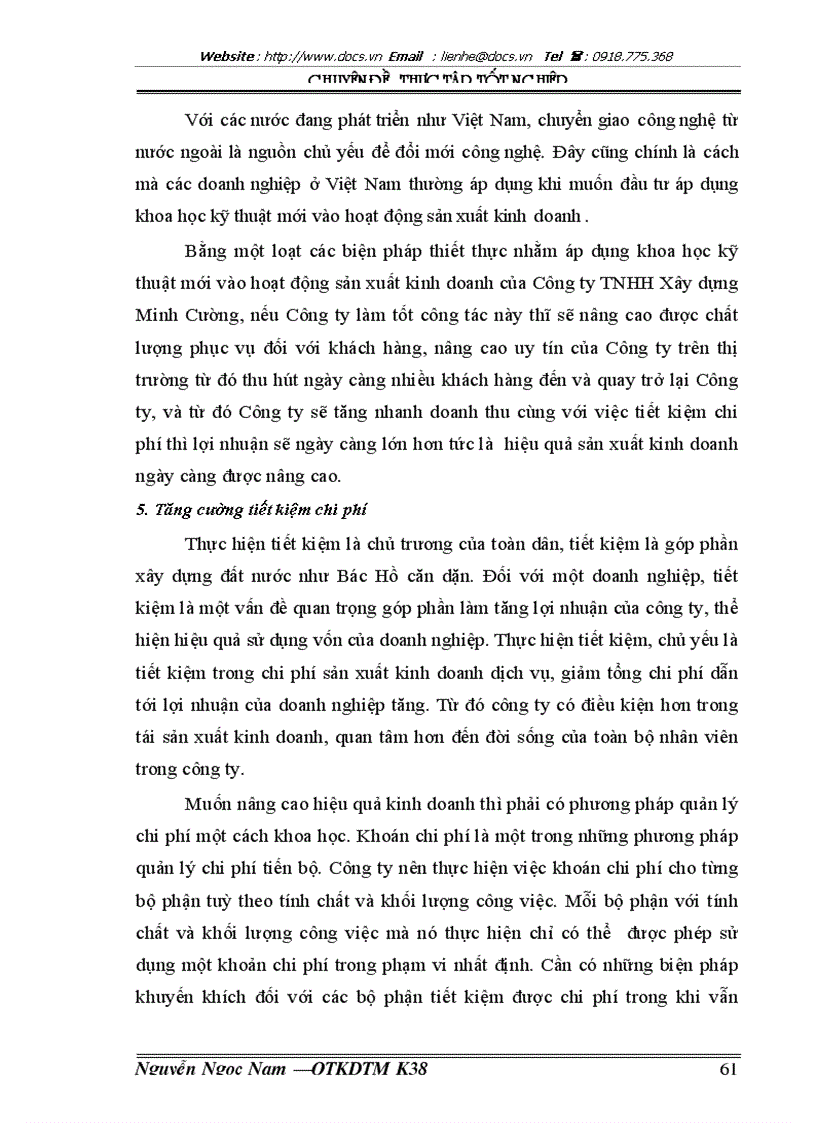 image for page Thực trạng và một số giải pháp góp phần nâng cao hiệu quả trong sản xuất kinh doanh của công ty TNHH Xây dựng Minh Cường