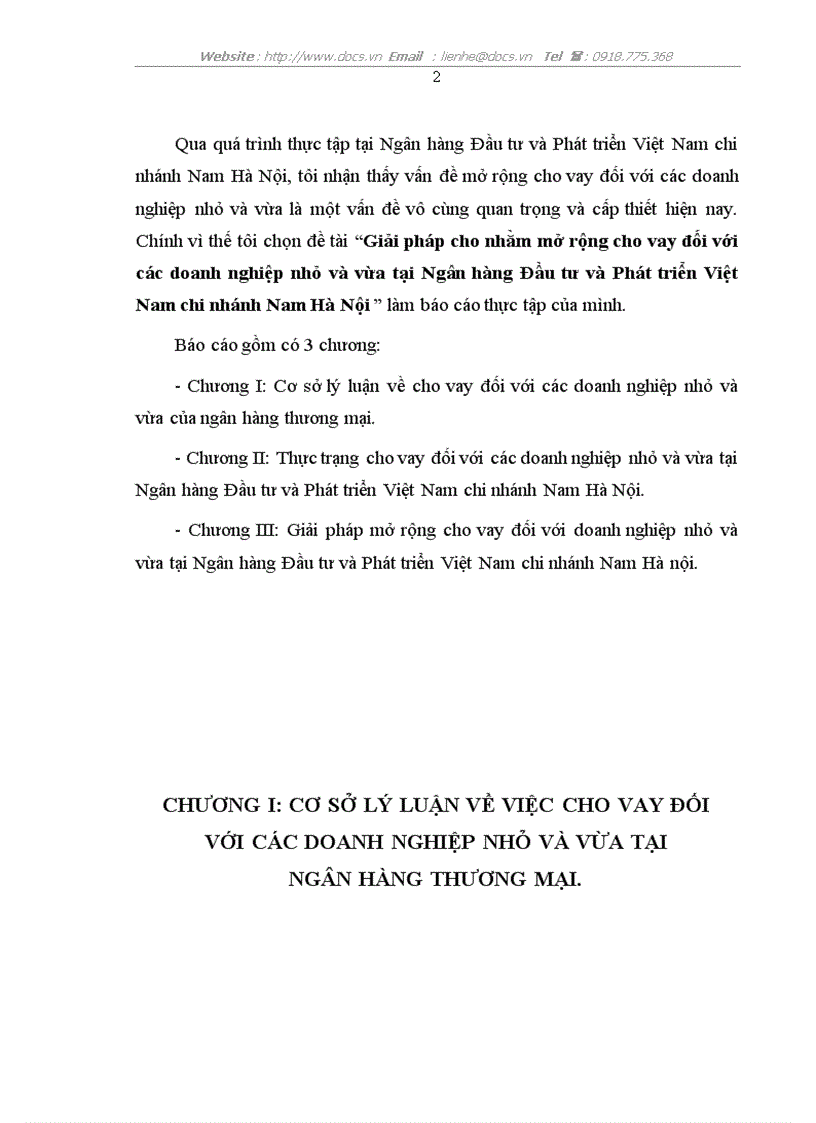 image for page Giải pháp nhằm mở rộng cho vay đối với các doanh nghiệp nhỏ và vừa tại Ngân hàng Đầu tư và Phát triển Việt Nam chi nhánh Nam Hà Nội