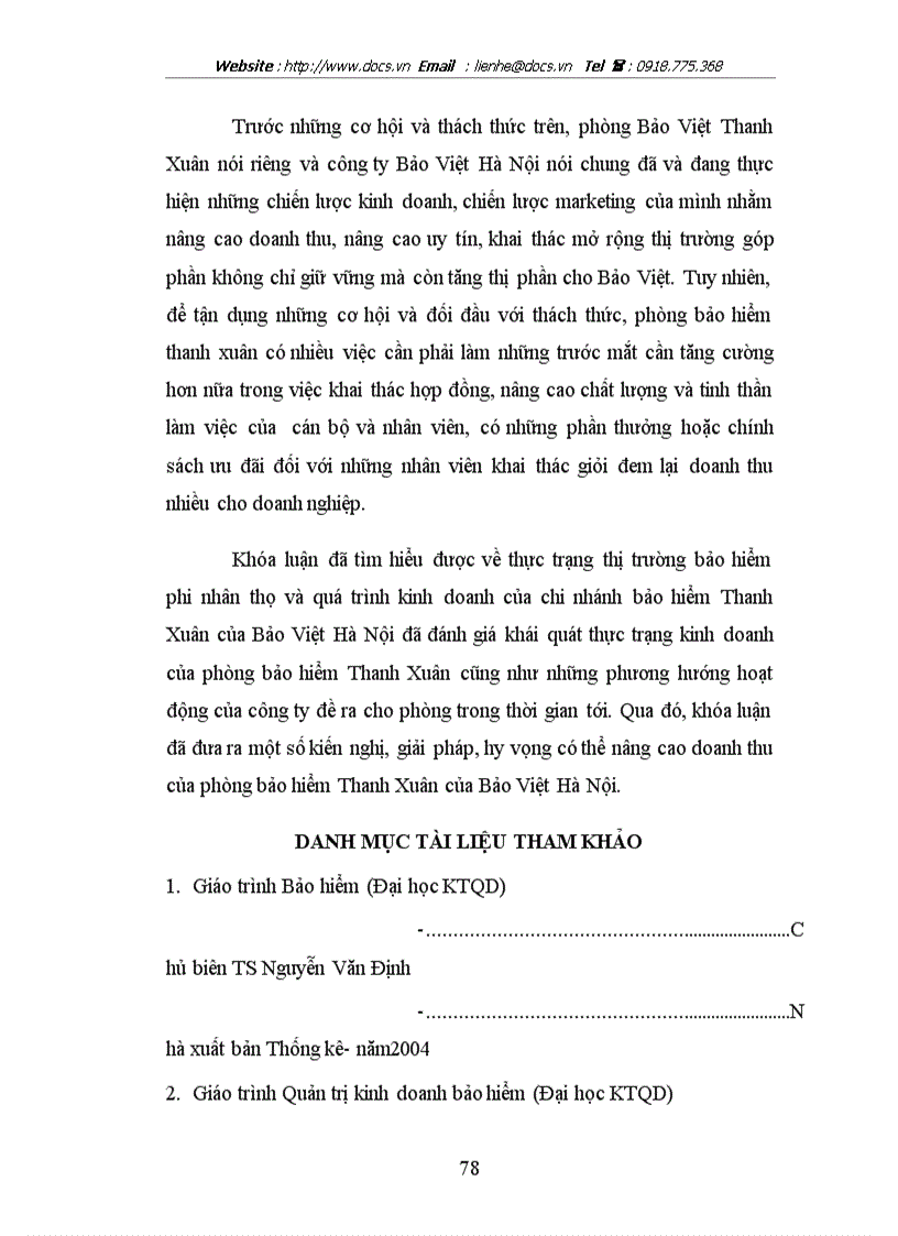 image for page Thực trạng phát triển thị trường bảo hiểm phi nhân thọ ở chi nhánh Bảo Việt Thanh Xuân của Bảo Việt Hà Nội