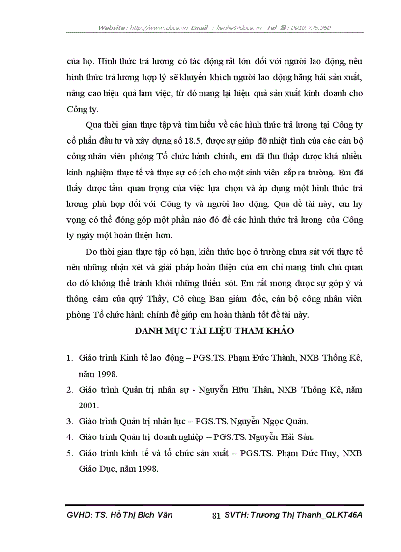 image for page Một số giải pháp nhằm hoàn thiện các hình thức trả lương tại công ty cổ phần đâù tư và xây dựng số 18 5