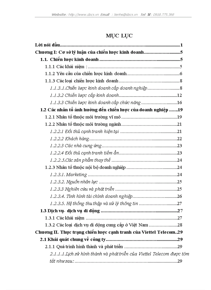 image for page Hoàn thiện chiến lược kinh doanh dịch vụ di động ở công ty Viễn Thông Viettel