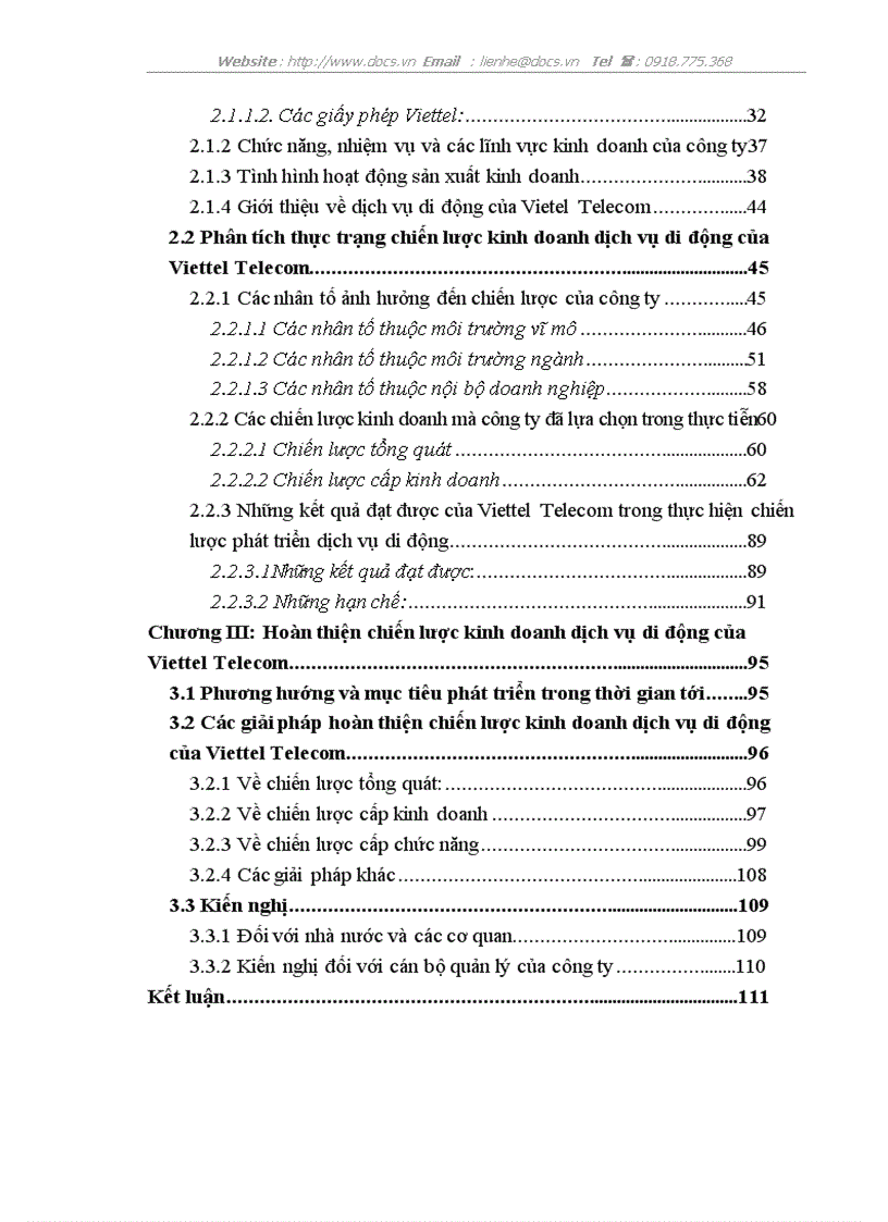 image for page Hoàn thiện chiến lược kinh doanh dịch vụ di động ở công ty Viễn Thông Viettel