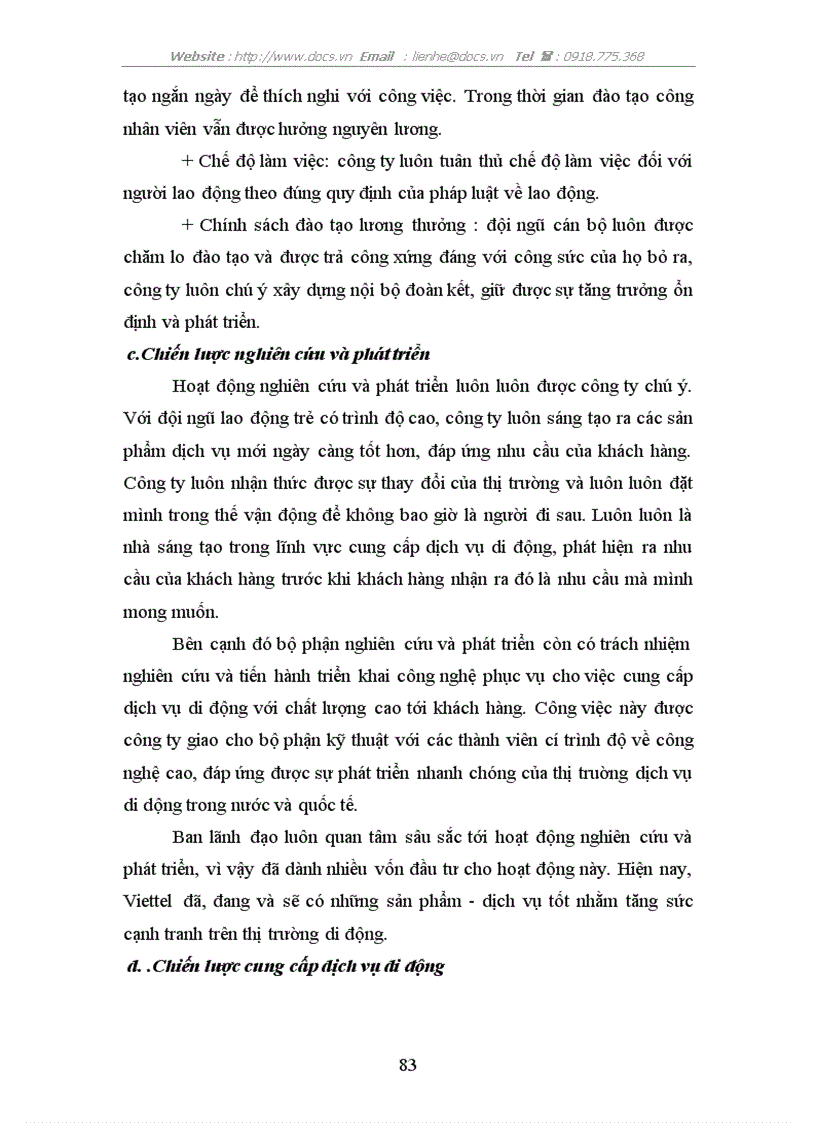 image for page Hoàn thiện chiến lược kinh doanh dịch vụ di động ở công ty Viễn Thông Viettel