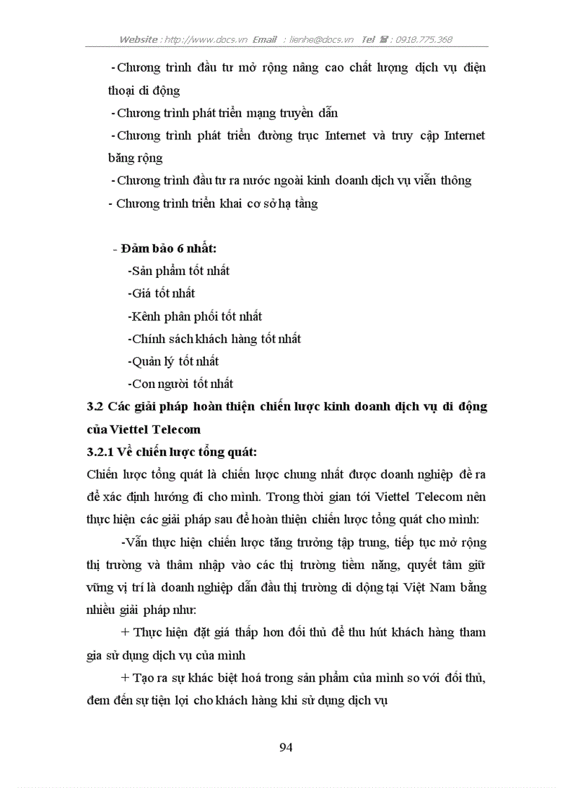 image for page Hoàn thiện chiến lược kinh doanh dịch vụ di động ở công ty Viễn Thông Viettel