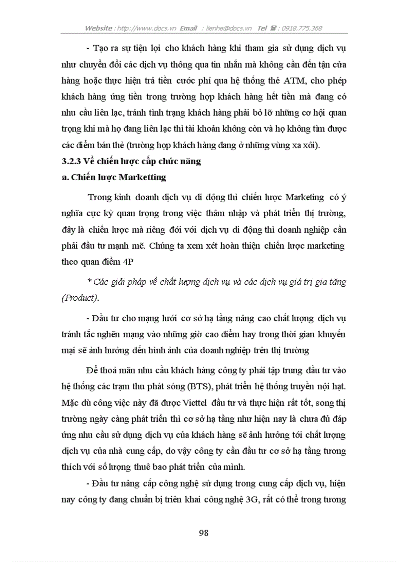 image for page Hoàn thiện chiến lược kinh doanh dịch vụ di động ở công ty Viễn Thông Viettel