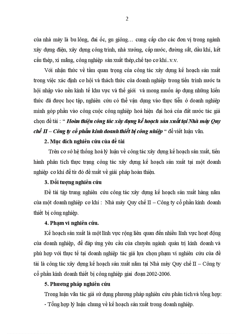 image for page Hoàn thiện công tác xây dựng kế hoạch sản xuất tại Nhà máy Quy chế II Công ty cổ phần kinh doanh thiết bị công nghiệp