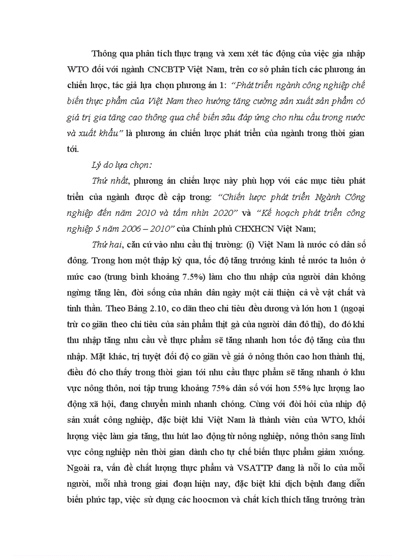 image for page Lựa chọn phương án chiến lược phát triển ngành công nghiệp chế biến thực phẩm của Việt Nam trong điều kiện hội nhập WTO