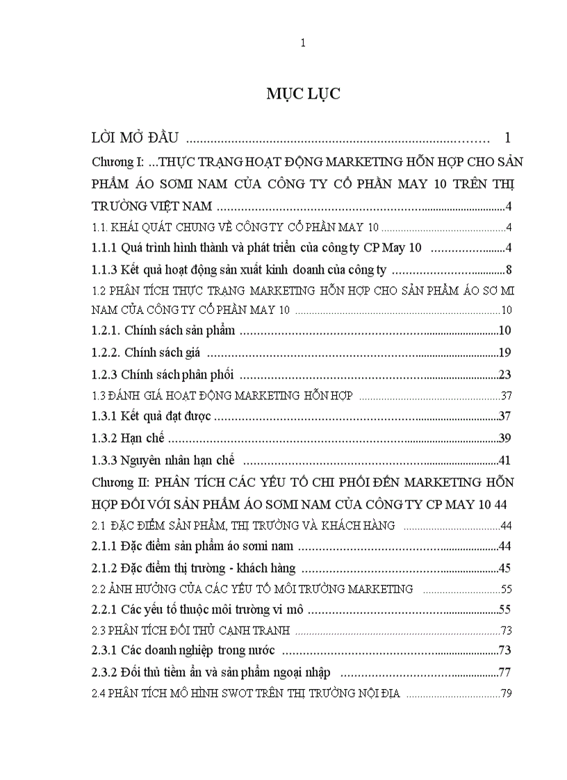 image for page Marketing hỗn hợp cho sản phẩm áo sơmi nam của Công ty Cổ phần May 10 tại thị trường Việt nam