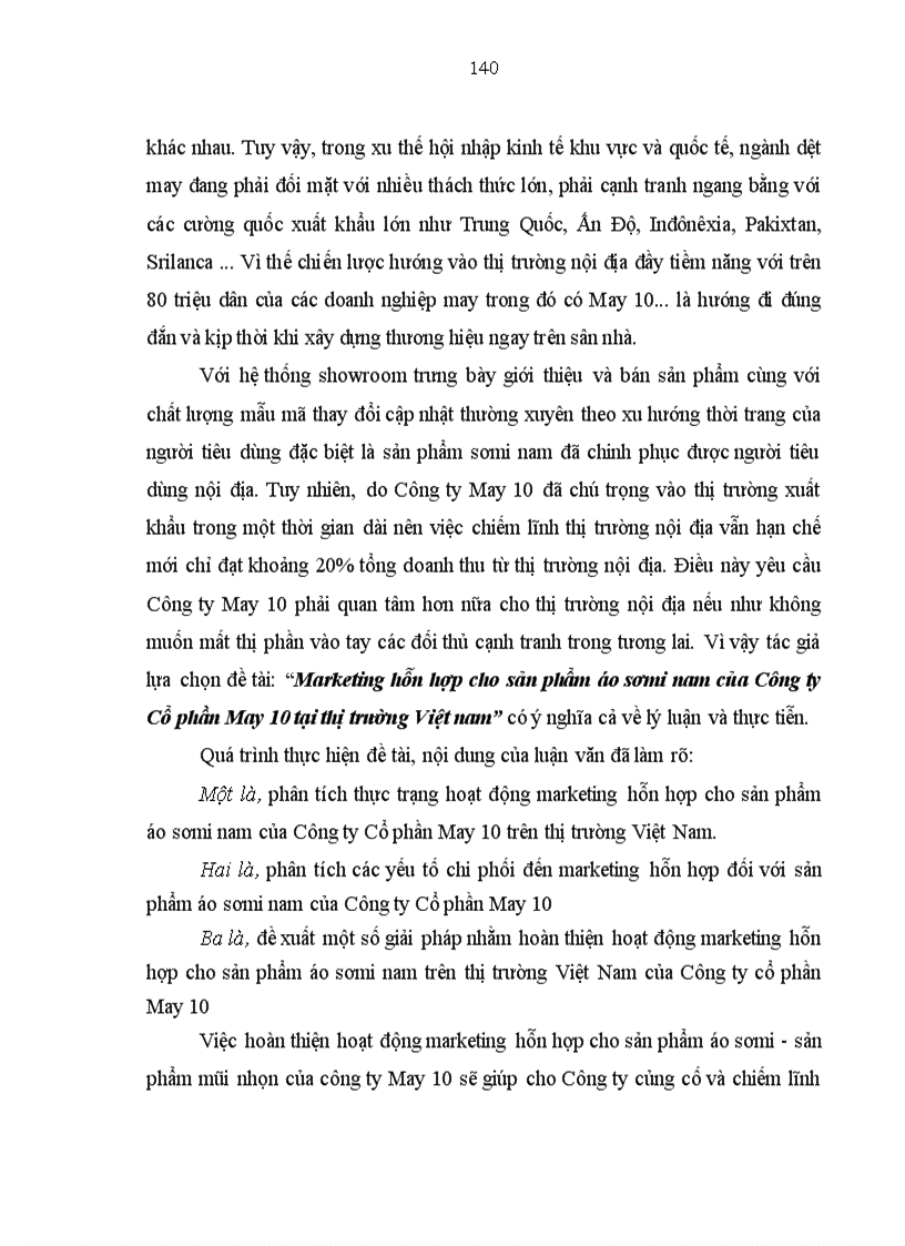 image for page Marketing hỗn hợp cho sản phẩm áo sơmi nam của Công ty Cổ phần May 10 tại thị trường Việt nam