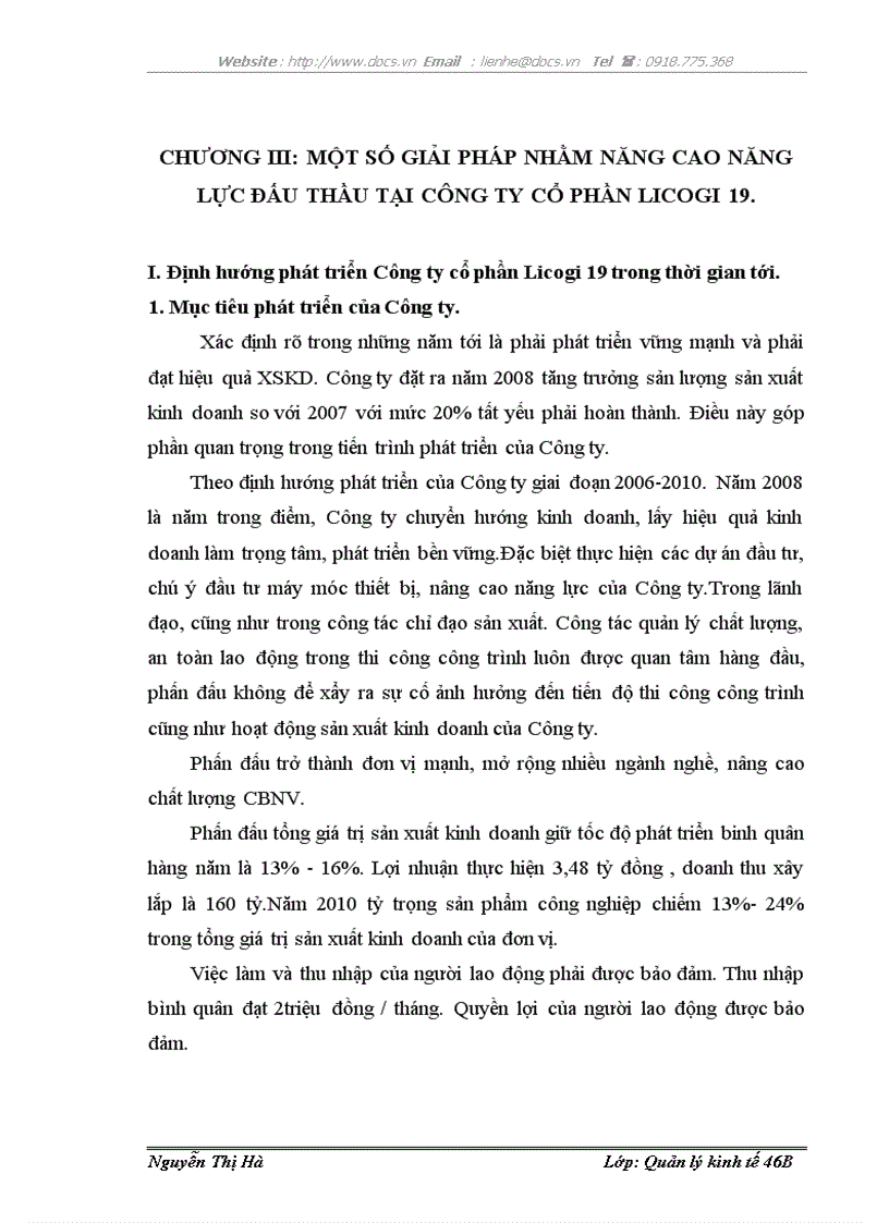 image for page Thực trạng và một số giải pháp nhằm nâng cao năng lực đấu thầu tại Công ty cổ phần Licogi 19