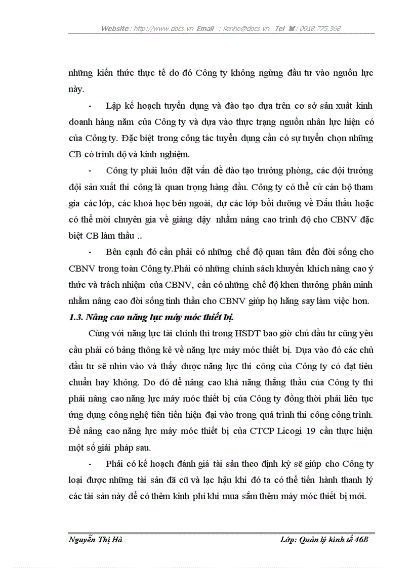 image for page Thực trạng và một số giải pháp nhằm nâng cao năng lực đấu thầu tại Công ty cổ phần Licogi 19