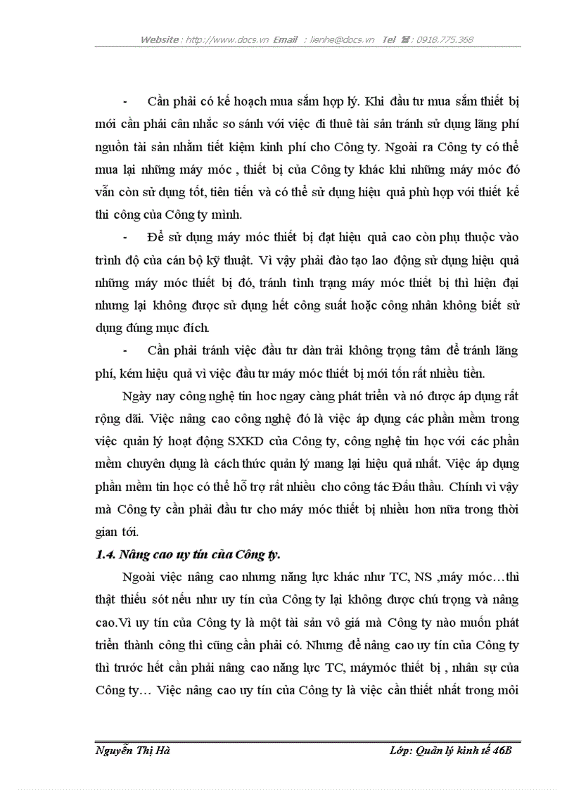 image for page Thực trạng và một số giải pháp nhằm nâng cao năng lực đấu thầu tại Công ty cổ phần Licogi 19