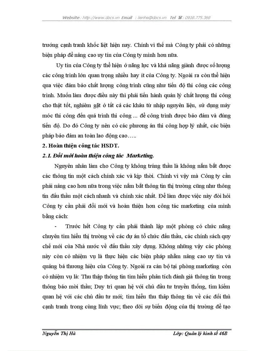 image for page Thực trạng và một số giải pháp nhằm nâng cao năng lực đấu thầu tại Công ty cổ phần Licogi 19