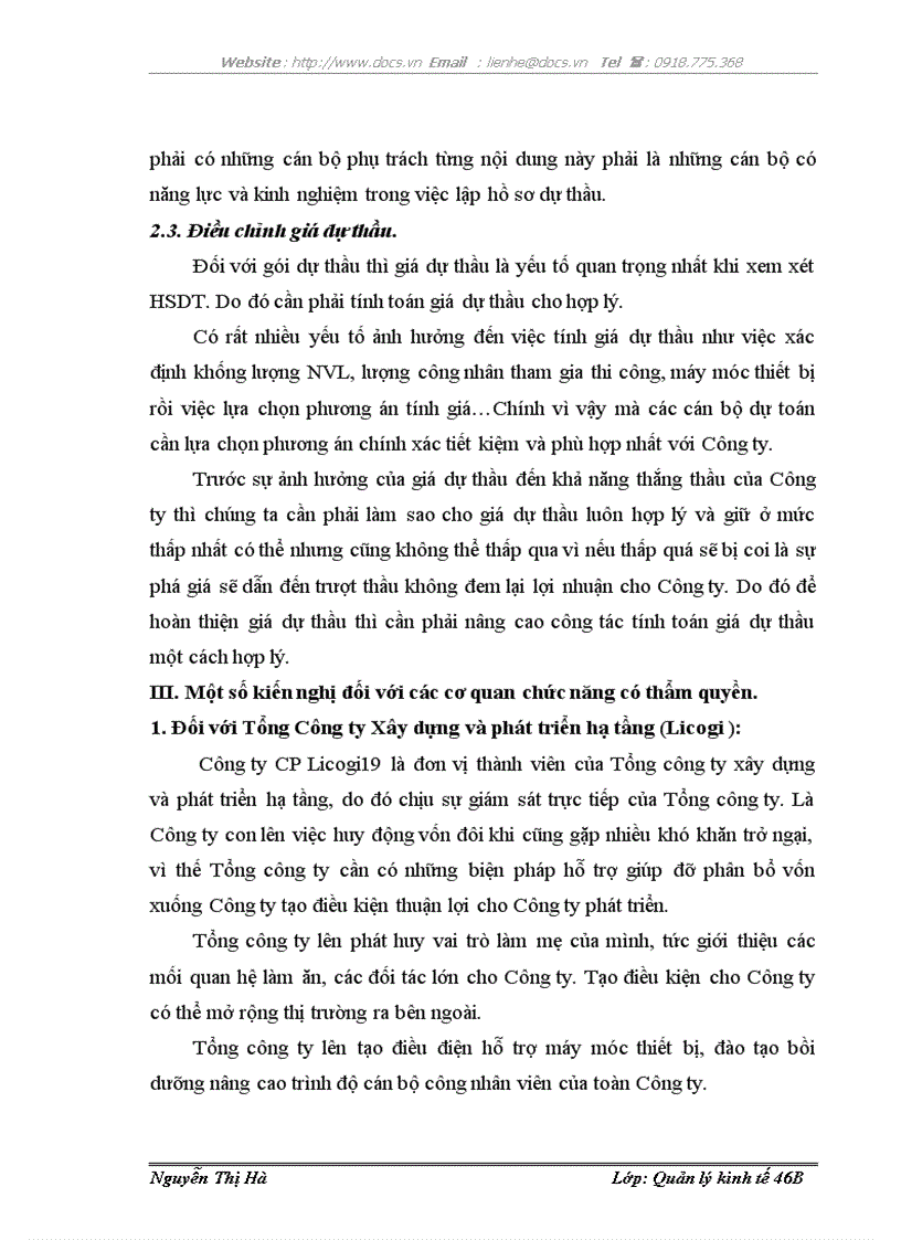 image for page Thực trạng và một số giải pháp nhằm nâng cao năng lực đấu thầu tại Công ty cổ phần Licogi 19