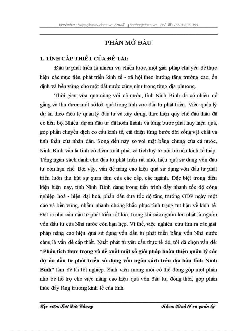 image for page Phân tích thực trạng và đề xuất một số giải pháp hoàn thiện quản lý các dự án đầu tư phát triển sử dụng vốn ngân sách trên địa bàn tỉnh Ninh Bình