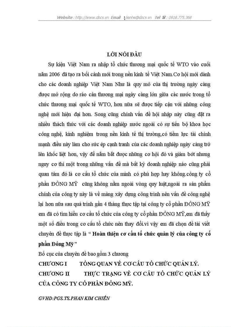 image for page Hoàn thiện cơ cấu tổ chức quản lý của công ty cổ phần Đông Mỹ