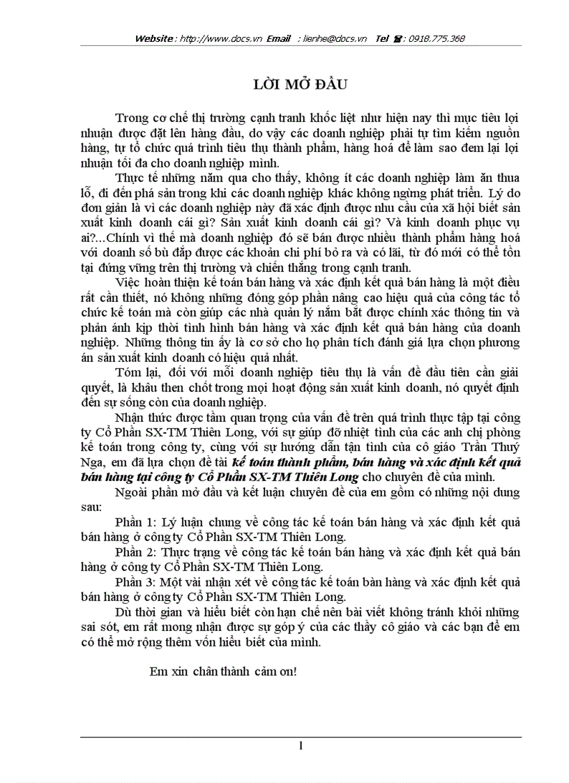 image for page Kế toán thành phẩm bán hàng và xác định kết quả bán hàng tại công ty Cổ Phần SX TM Thiên Long