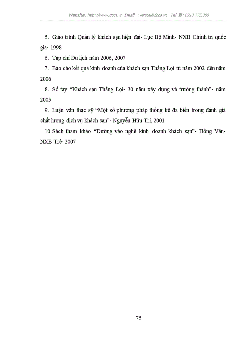image for page Một số giải pháp về quản lý chất lượng dịch vụ tại khách sạn Thắng Lợi