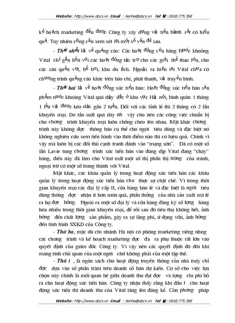 image for page Chính sách xúc tiến hỗn hợp cho sản phẩm nước khoáng Vital của Công ty sản xuất kinh doanh XNK Bình Minh tại các tỉnh phía Bắc