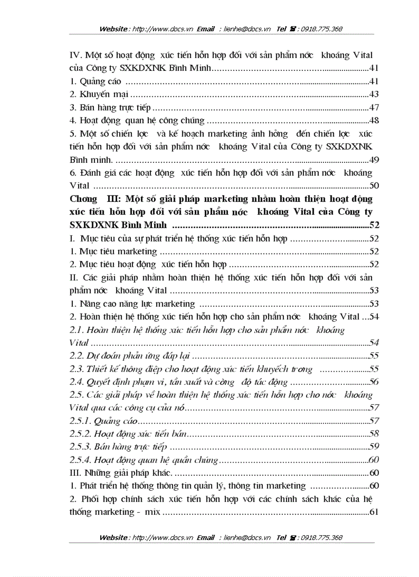 image for page Chính sách xúc tiến hỗn hợp cho sản phẩm nước khoáng Vital của Công ty sản xuất kinh doanh XNK Bình Minh tại các tỉnh phía Bắc